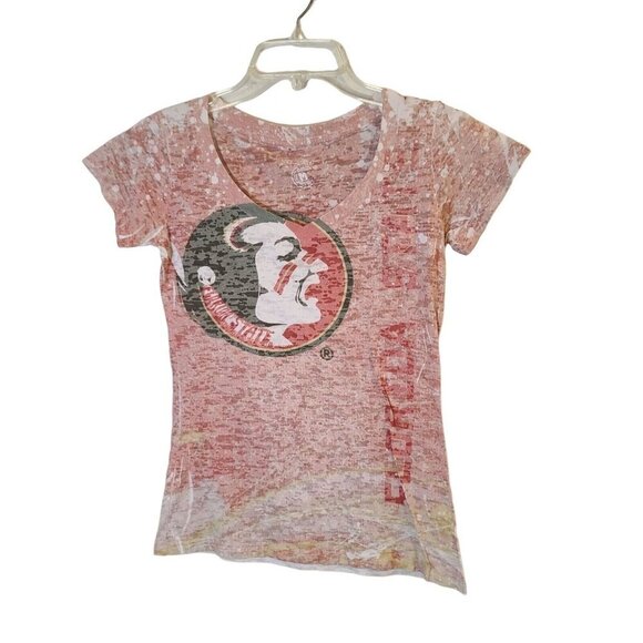 FSU Sheer V-Neck T-Shirt Florida State Logo Red‎ Size Medium - Picture 1 of 6